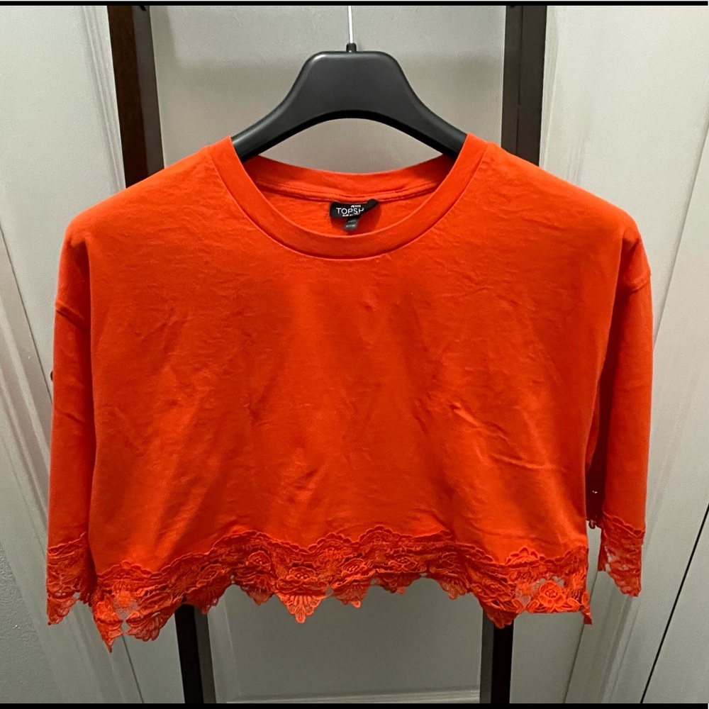 Topshop Lace trim crop top